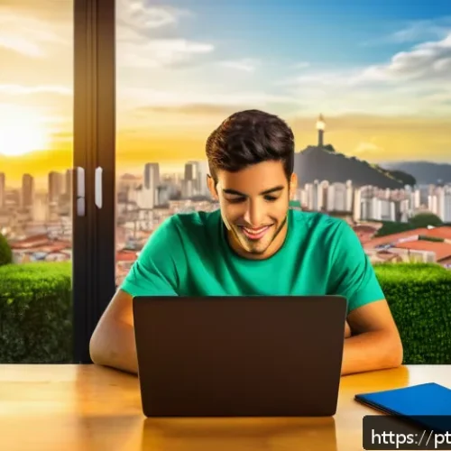 Home 30 암호화 프로토콜의 간편화 및 자동화 방법 - A modern digital illustration of a young Brazilian professional using a laptop in a cozy home office...