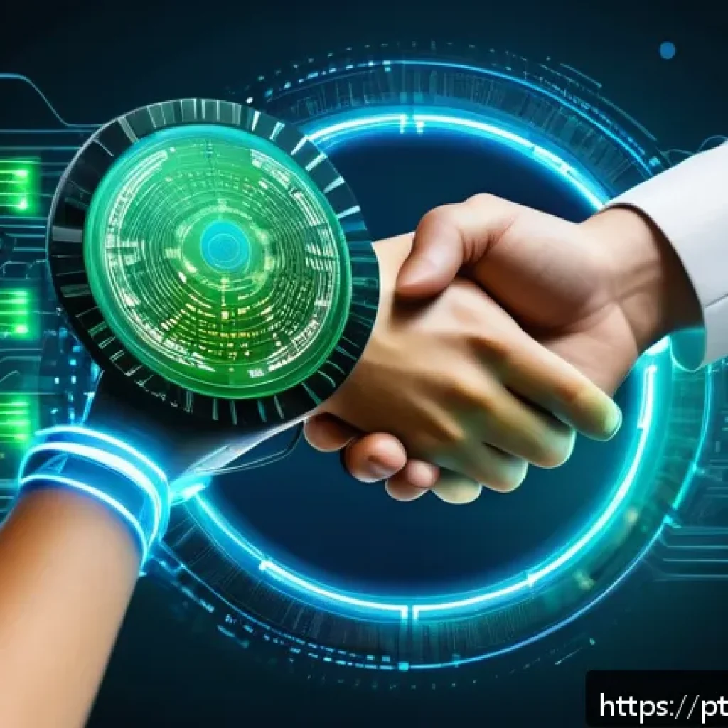 TLS 버전별 차이점 및 개선 사항 분석 - A futuristic digital illustration of a secure web connection handshake between a client and a server...