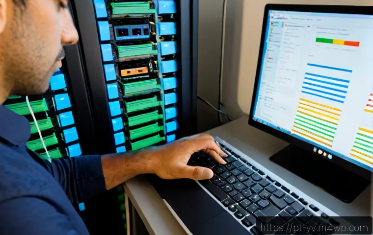 암호화 프로토콜의 성능 측정 도구 - Photorealistic cybersecurity performance testing workspace in a modern Portuguese tech office, close...